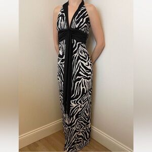 Black and White Zebra Print Halter Dress